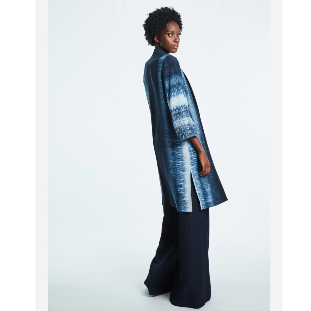 Kobi Halperin Adi Blue Ombre Snakeskin Open Front Duster Cardigan Size Med.